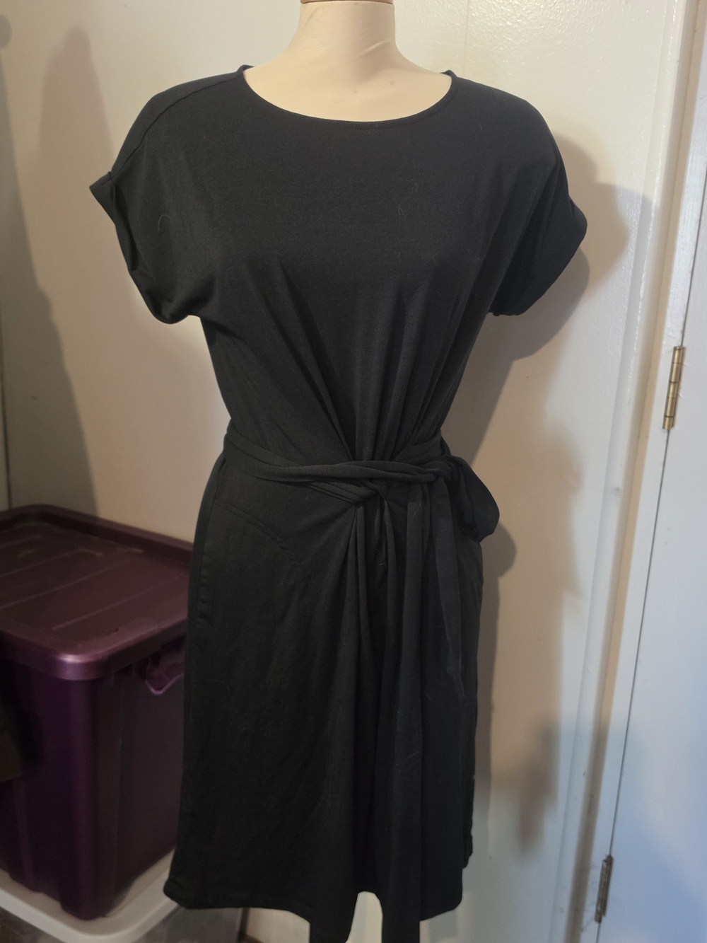 Bluffworks Black Midi Dress with Waist Tie